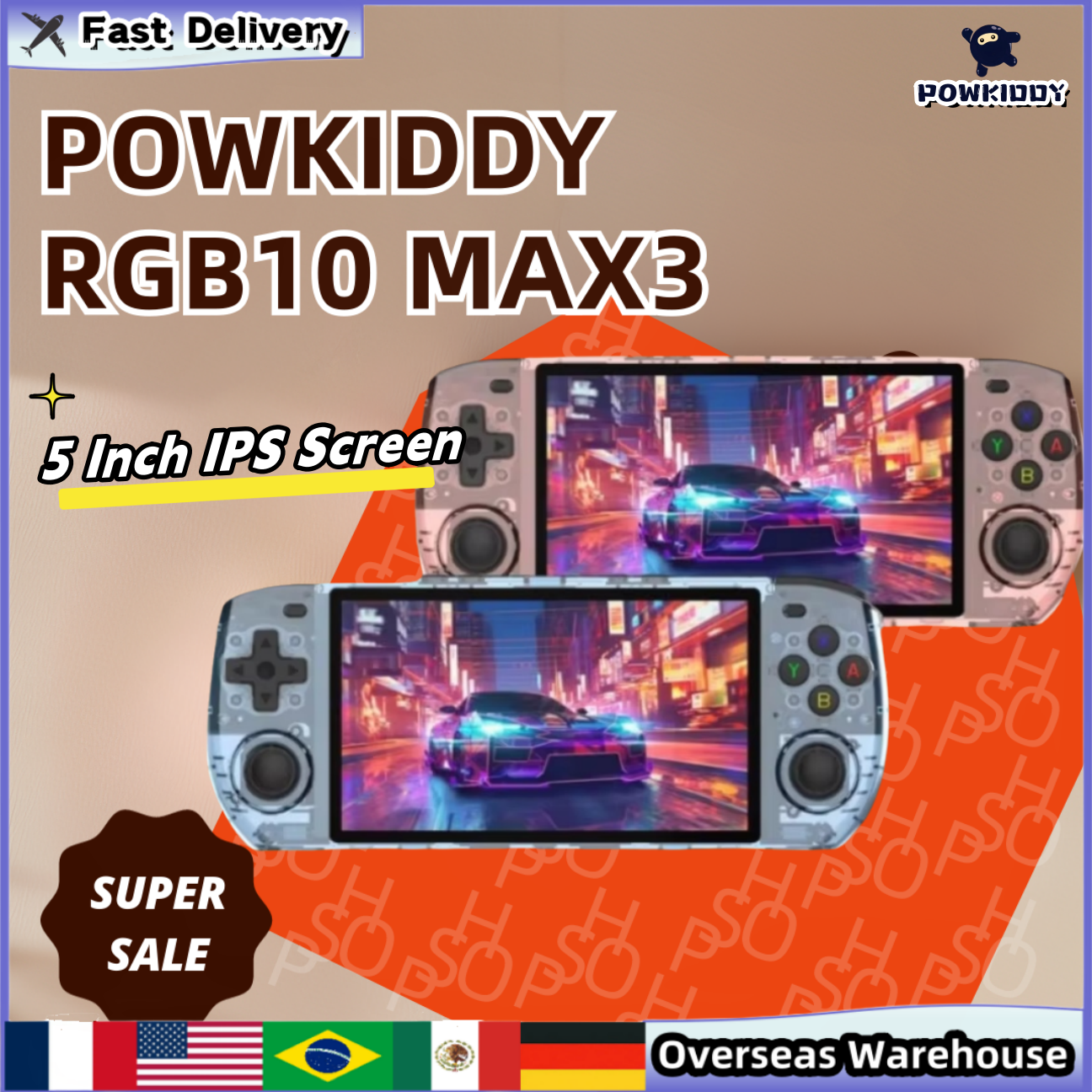 Gaming Console Cartoon - Powkiddy RGB10 Max3 Handheld Game Console