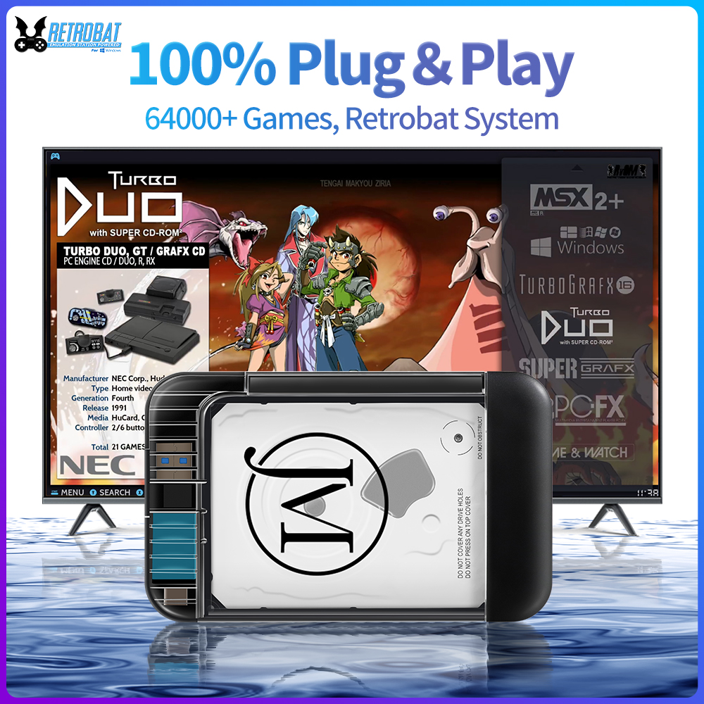 Gaming Console Cartoon - RETROBAT Portable 500G Gaming HDD Consoles