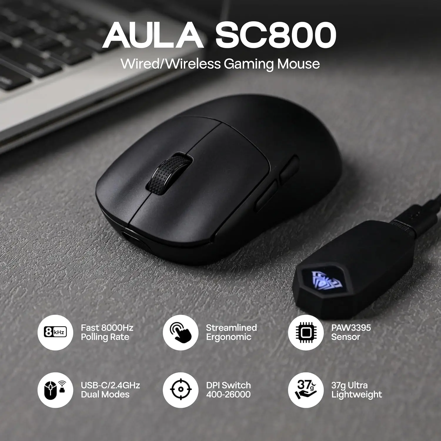 AULA SC800 Gaming Mouse USB-C  - Gaming Console Buttons บทวิจารณ์และราคา